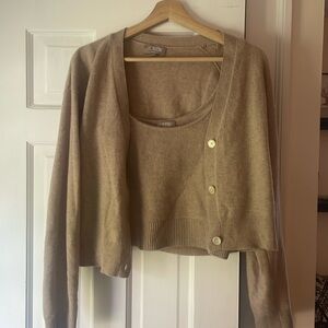 J Crew cashmere cropped top and sweater set